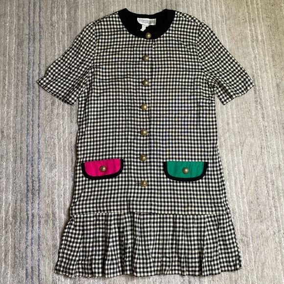 Jessica Howard Black and White Checkered Mini Dress - Picture 3 of 13